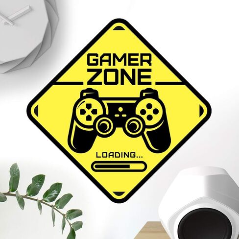 Gamer Zone door sign sticker wall art bedroom boys room gaming decor wallpaper decal stickers boy game vinyl decoration baby kid accessories bedroom kids decals video game loading removable controller in Kuwait