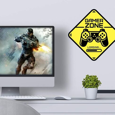 Gamer Zone door sign sticker wall art bedroom boys room gaming decor wallpaper decal stickers boy game vinyl decoration baby kid accessories bedroom kids decals video game loading removable controller in Kuwait