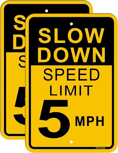Slow Down Speed Limit 5MPH Sign, 12" x 18" Rust Free Heavy Duty Aluminum Safety Caution Signs in Saudi Arabia