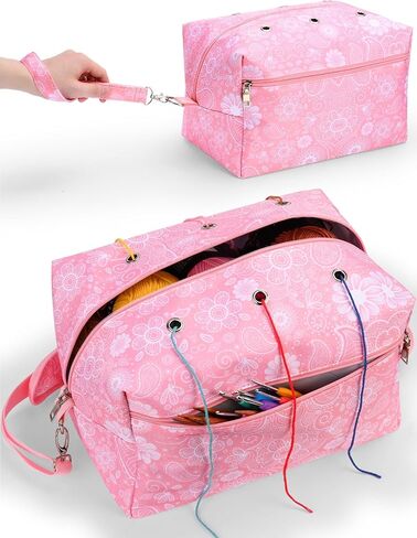 yookee home Crochet Bag Organizer - Knitting Bag - Yarn Storage Organizer - Yarn Bag for Crocheting - Yarn Holder for Crochet Accessories, Crocheting & Knitting Gifts Black in Kuwait