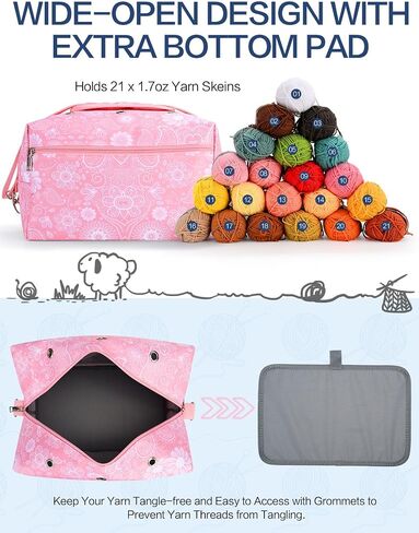 yookee home Crochet Bag Organizer - Knitting Bag - Yarn Storage Organizer - Yarn Bag for Crocheting - Yarn Holder for Crochet Accessories, Crocheting & Knitting Gifts Black in Kuwait