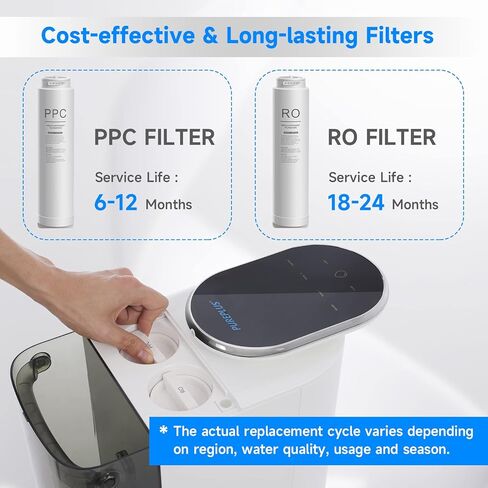 نظام تنقية المياه RO مع موزع مياه ساخن فوري، خزان كبير، درجات حرارة قابلة للتعديل، تصريف فعال، وقفل أمان لدرجة الحرارة العالية، أبيض in Kuwait