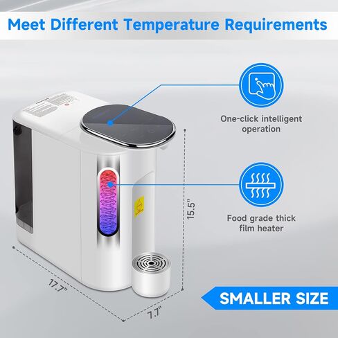 نظام تنقية المياه RO مع موزع مياه ساخن فوري، خزان كبير، درجات حرارة قابلة للتعديل، تصريف فعال، وقفل أمان لدرجة الحرارة العالية، أبيض in Kuwait