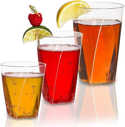 Kaya Clear Square Bottom Plastic Shot Cups (2 oz.) - Pack of 20 - Elegant & Transparent - Perfect for Parties, Gatherings & Everyday Use in Saudi Arabia