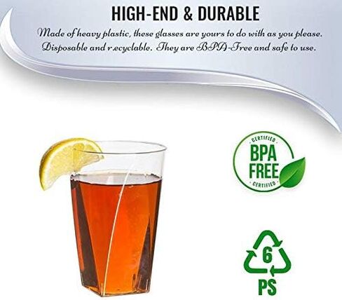Kaya Clear Square Bottom Plastic Shot Cups (2 oz.) - Pack of 20 - Elegant & Transparent - Perfect for Parties, Gatherings & Everyday Use in Saudi Arabia