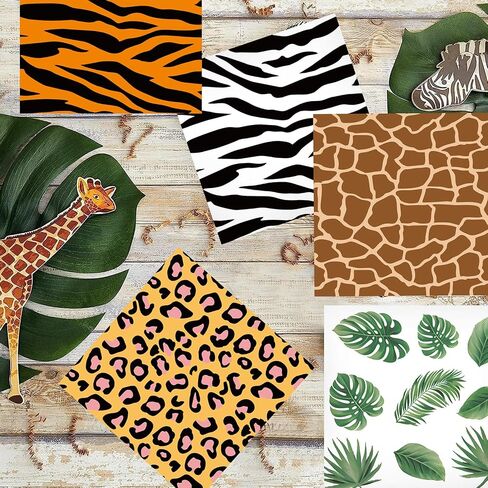 100Pcs Jungle Safari Wild Animal Party Supplies Disposable jungle zoo animal Print Paper Napkins for Birthday Party, Baby Shower and jungle safari theme party decorations in Saudi Arabia
