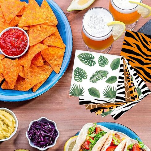 100Pcs Jungle Safari Wild Animal Party Supplies Disposable jungle zoo animal Print Paper Napkins for Birthday Party, Baby Shower and jungle safari theme party decorations in Saudi Arabia