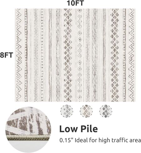 AMOAMI 8x10 Area Rugs for Living Room Rug, Soft Boho Machine Washable Rugs for Bedroom Rug Non Slip Large Living Room Carpet Modern Black Distressed Neutral Rugs for Playroom Office Dining Room Rug in Kuwait