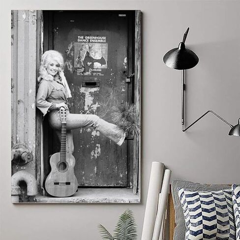 دوللي سنجر بارتون أبيض وأسود ملصق عتيق 90s قماش جدار الفن غرفة ديكور جمالي ملصقات 12 × 18 بوصة (30 × 45 سم) in Kuwait