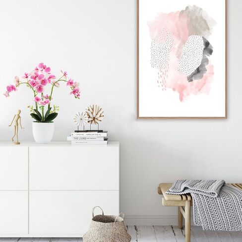 Orchid Artificial Flowers with Vase Fake Orchid Plants Realistic Pink Faux Orchid for Home Office Bathroom Table Christmas Party Wedding Decor,Pink in Kuwait