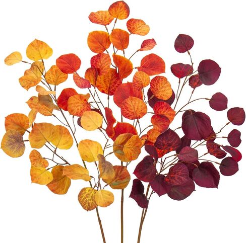 3PCS 32" Artificial Maple Leaf Fall Branches Faux Long Autumn Leaf Stems Fake Plants Burgundy Artificial Sprays for Kitchen Console Table Floral Arrangement Decoration in Saudi Arabia