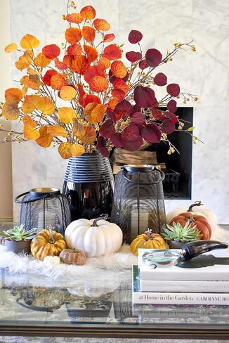 3PCS 32" Artificial Maple Leaf Fall Branches Faux Long Autumn Leaf Stems Fake Plants Burgundy Artificial Sprays for Kitchen Console Table Floral Arrangement Decoration in Saudi Arabia