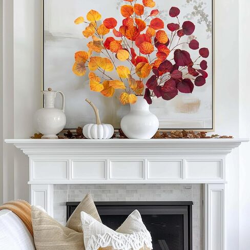3PCS 32" Artificial Maple Leaf Fall Branches Faux Long Autumn Leaf Stems Fake Plants Burgundy Artificial Sprays for Kitchen Console Table Floral Arrangement Decoration in Saudi Arabia