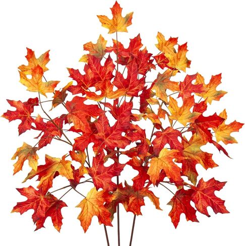 3PCS 32" Artificial Maple Leaf Fall Branches Faux Long Autumn Leaf Stems Fake Plants Burgundy Artificial Sprays for Kitchen Console Table Floral Arrangement Decoration in Saudi Arabia