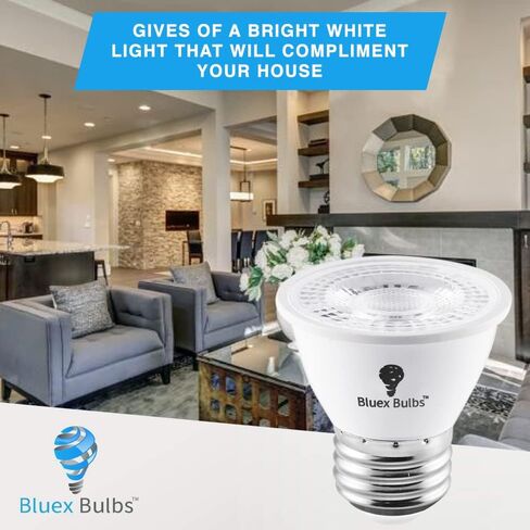 6 Pack PAR16 LED Bulb Short Neck 7W - 75 Watt Equivalent 500 Lumens E26 3000K Warm White Dimmable LED Curio Cabinet Light Bulb Mini Light Bulbs, Short Light Bulbs, Flood Light PAR16 LED Spotlight Bulb in Saudi Arabia