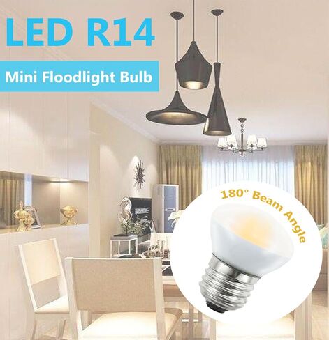 R14 LED Bulb Mini Reflector Flood Light Bulbs 4W(40W Equivalent) 2700K Warm White, Curio Cabinet Light Bulb, Non-Dimmable, E26 Base Short Light Bulbs, 4-Pack in Saudi Arabia