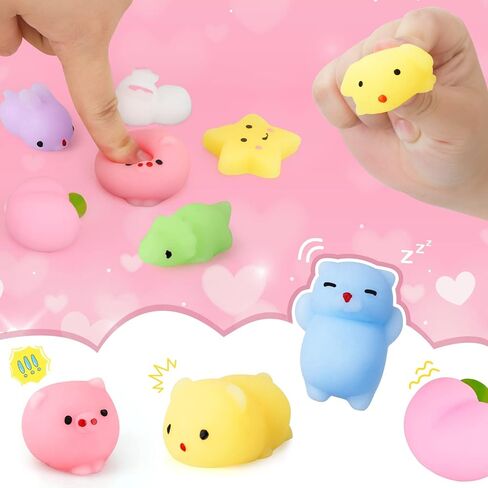 TOY Life 24 Pack Plastic Prefilled Easter Eggs with Mochi Squishy Toys Inside for Kids Boys Girls, Easter Basket Stuffers for Toddler Kids Easter Egg Fillers with Toys Small Easter Toy Bulk Classroom in Kuwait