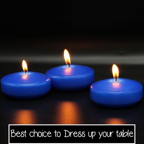 CandleNScent Unscented Floating Candles | Large 3 Inch - Fits in 3 Inch Vase and Above | Dark Blue | Floats On Water | Pack of 12 in Saudi Arabia