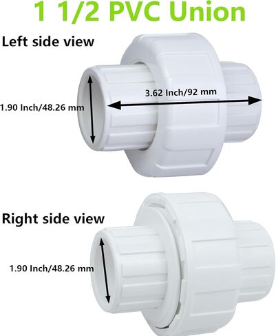 1 1/4"PVC Union Coupling Pipe Fitting (Socket x Socket)，2Pcs， PVC Slip Union Coupling Adapter,Schedule 40, EPDM O-Ring,White in Saudi Arabia
