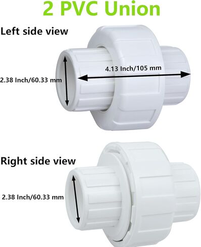 1 1/4"PVC Union Coupling Pipe Fitting (Socket x Socket)，2Pcs， PVC Slip Union Coupling Adapter,Schedule 40, EPDM O-Ring,White in Saudi Arabia