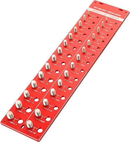 مدقق خيط صامولة ومسمار DASBET 28 مدقق خيط، حجم الخيط مدقق حجم الترباس ومقياس الخيط مع 14 معيار و 14 مقياس متري ومعرف الجوز مع مسطرة بوصة وسنتيمتر، أحمر in Kuwait