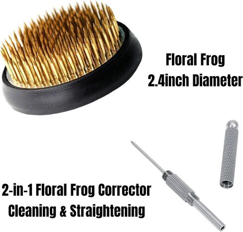 Japanese Classical Ikebana Vase Kit, Minimalist Ceramics Flower Pot Flower Shallow Container with 2.4inch Flower Frog and 2-in-1 Flower Arrangement Kenzan Needle Straightening Tool in Kuwait