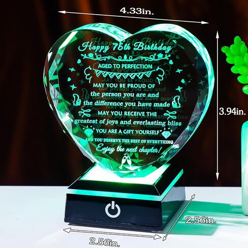 YWHL 75th Birthday Gifts for Women Men Crystal 75 Years Old Birthday Decorations with Colorful Base 75th Birthday Gift Ideas for Mom Grandma Wife Happy 75th Birthday Decorations in Saudi Arabia