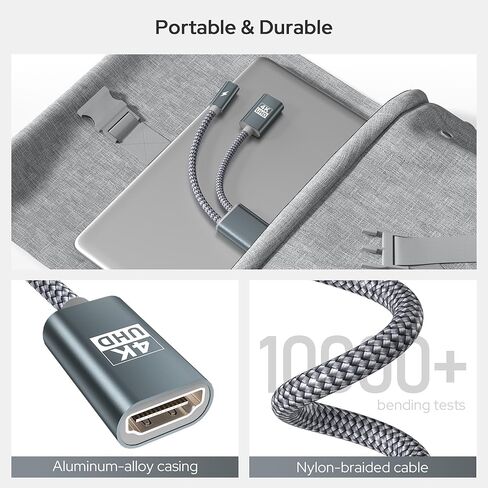 محول Basesailor USB C إلى HDMI مع منفذ شاحن PD 100 واط، محول أنثى 2 في 1 من النوع C إلى 4K MHL HDMI أنثى، Thunderbolt 3 لهاتف iPhone 15 Pro Max Plus، MacBook، ipad Air 5 Mini 6، Galaxy، Steam Deck in Kuwait