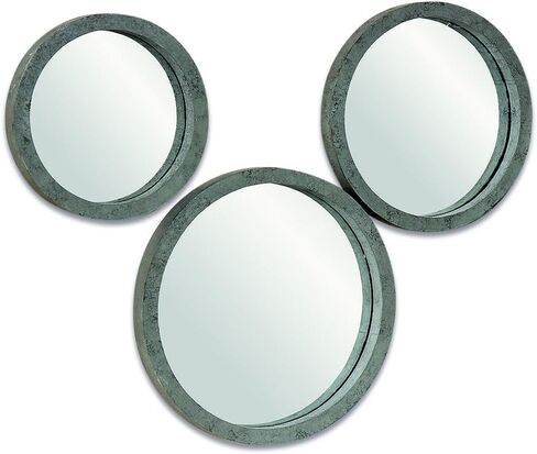 Whole House Worlds The Rustic Round Mirrors, Set of 3 Mirrors, Weathered Vintage Finish, Driftwood Gray, 10, 11 3/4, 13 3/ Inches Diameter in Saudi Arabia