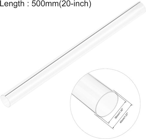 uxcell Clear Rigid Acrylic Pipe 13mm(1/2") ID x 15mm OD x 0.5m(20") Round Tube Tubing in Saudi Arabia