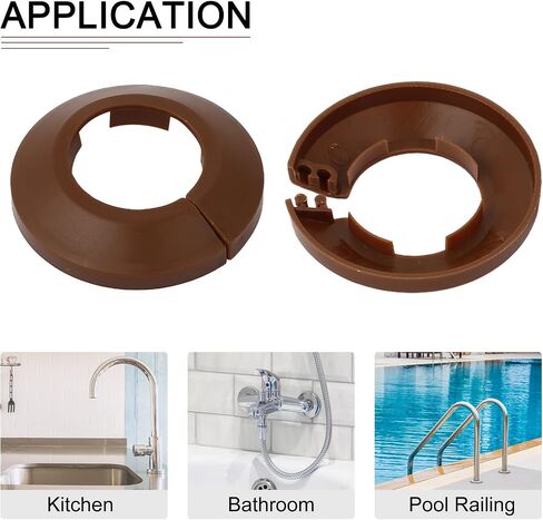 64x13mm(DxT) Pipe Cover Decoration - 4Pack - Good for Bathroom Kitchen 32mm Dia Pipe - PP Plastic Escutcheon - Brown in Saudi Arabia