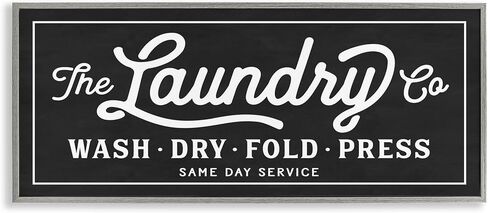 The Stupell Home Decor Collection Vintage Laundry Sign Cursive Typography Wall Plaque Art, 7 x 0.5 x 17, Proudly Made in USA - wrp-1149_wd_7x17 in Saudi Arabia