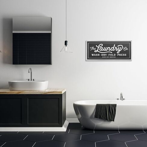 The Stupell Home Decor Collection Vintage Laundry Sign Cursive Typography Wall Plaque Art, 7 x 0.5 x 17, Proudly Made in USA - wrp-1149_wd_7x17 in Saudi Arabia