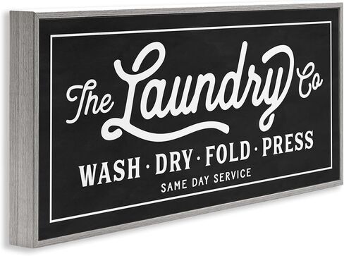 The Stupell Home Decor Collection Vintage Laundry Sign Cursive Typography Wall Plaque Art, 7 x 0.5 x 17, Proudly Made in USA - wrp-1149_wd_7x17 in Saudi Arabia