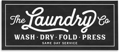 The Stupell Home Decor Collection Vintage Laundry Sign Cursive Typography Wall Plaque Art, 7 x 0.5 x 17, Proudly Made in USA - wrp-1149_wd_7x17 in Saudi Arabia