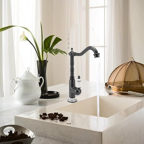 Kitchen Faucet, 360° Rotating, Leakproof Sink Faucet, Corrosion Resistance, Gold All Copper European Antique Hot Cold Mixed for Kitchen Bathroom(Antique Color) in Saudi Arabia