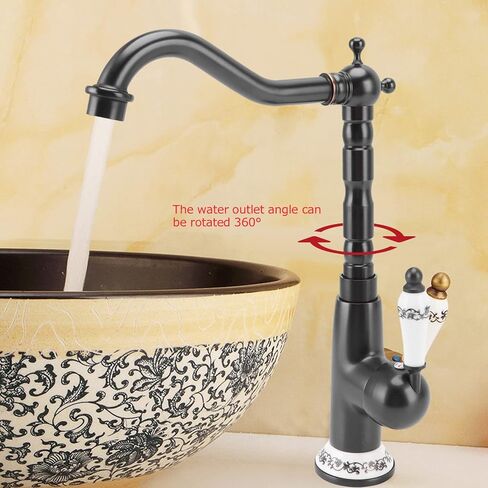 Kitchen Faucet, 360° Rotating, Leakproof Sink Faucet, Corrosion Resistance, Gold All Copper European Antique Hot Cold Mixed for Kitchen Bathroom(Antique Color) in Saudi Arabia