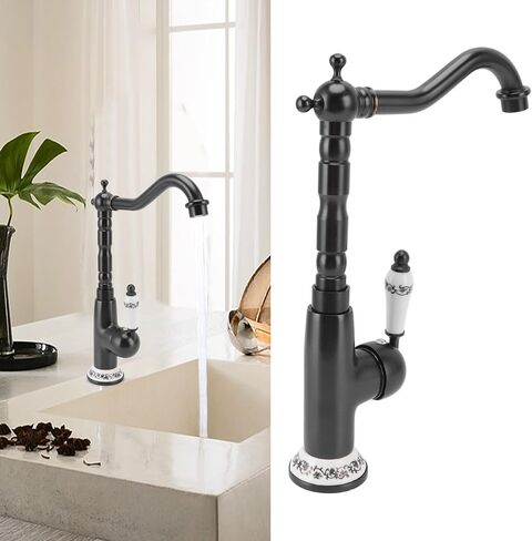Kitchen Faucet, 360° Rotating, Leakproof Sink Faucet, Corrosion Resistance, Gold All Copper European Antique Hot Cold Mixed for Kitchen Bathroom(Antique Color) in Saudi Arabia