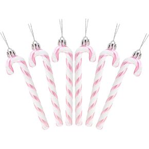 Christmas Concepts® Pack of 6-13cm Glitter Candy Cane Christmas Tree Decorations/Ornaments (Baby Pink)