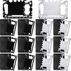Cholemy 12 Pcs Credit Card Wallet Multitool 46 in 1 Metal Stainless Steel Survival Pocket Tool Bottle Opener MultiPurpose for Husband Boyfriend Adults Men Gifts