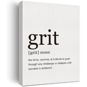 LEXSIVO Grit Definition Print Canvas Wall Art Home Office Decor Modern Minimalist Painting 12x15 Canvas Poster Framed Ready to Hang Grit Sign Gift
