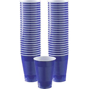 Amscan Disposable Plastic Cups - 12 oz. | Royal Blue | 50 Pcs.