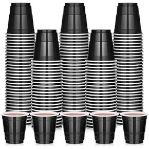 KesaPlan 150PCS 2oz Plastic Shot Glasses, Black Disposable Shot Cups, Mini Plastic Cups for Tasting Serving Samples Whiskey Vodka, Small Party Cups for Christmas Weddings Birthday Party
