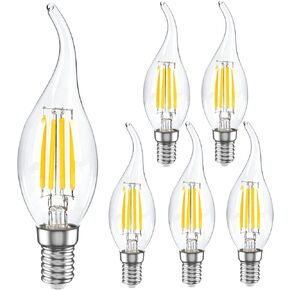 E12 LED Bulb Candelabra 40W Equivalent LED Chandelier Light Bulbs, 2700K Warm White, Non-Dimmable, 450Lumens Vintage LED Edison Bulb, CRI 80+, Clear Glass, Pack of 6