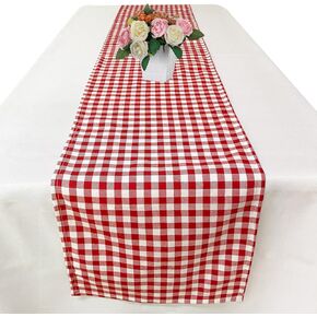 Red and White Gingham Table Runner 72 Inch - Cotton Checkered Plaid Table Runner for Home Kitchen Dinner Party Table Decorations - Valentines Day Table Runner