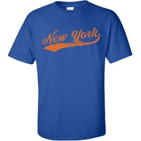 UGP Campus Apparel New York City Script - Hometown Pride Souvenir Basic Cotton T-Shirt - Large - Royal