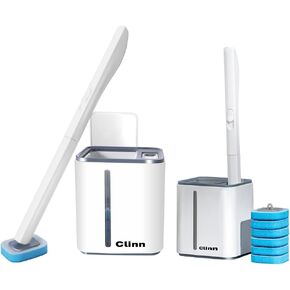 Magic Wand Disposable Toilet Clean Kit | Disposable Toilet Cleaning Brush Set including12 Brush Heads for Bathroom Cleaning, Toilet Wand and Storage Box