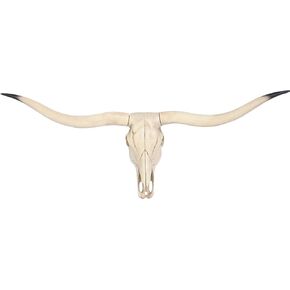 suruim Faux Longhorn Cow Skull Wall Decor - Handmade Resin Bull Head Sculpture, Large Rustic Farmhouse Wall Hanging, Realistic Animal Skull Taxidermy for Home Living Room, Office (Americana, B)