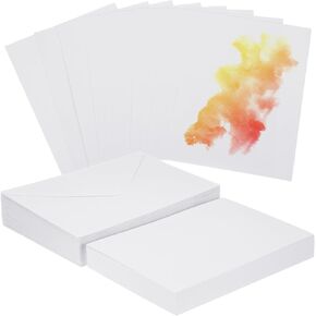 PATIKIL 50 Sets Pure Cotton Watercolor Cards 140lb/300 GSM Postcards with Envelopes for Art Painting Creative Thank Notes, 5x7 Inch