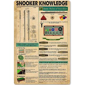 Pool Knowledge Metal Tin Sign Billiards Pool Rules Planing Education Infographic Poster School Club Home Kitchen Cafe Garage Plaque Wall Decoration 12x18 Inches